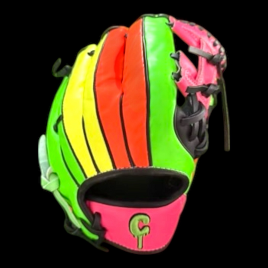 CUSTOM Cosmic Glow Neon Fluorescent Blacklight 11.5” I-Web Green Pink Yellow Orange Baseball Glove
